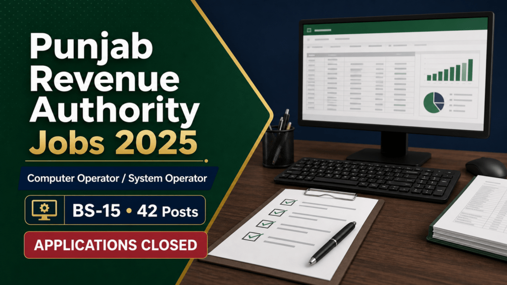 Punjab Revenue Authority Jobs 2025 Computer Operator applications closed