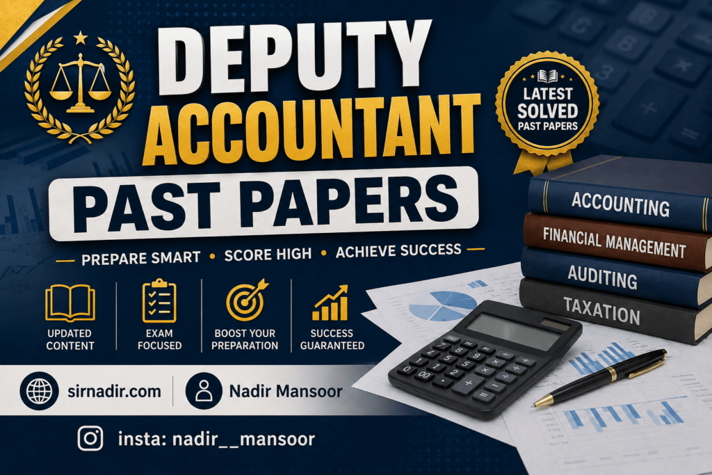 PPSC Deputy Accountant Past Papers 26 July 2026 Evening Paper
