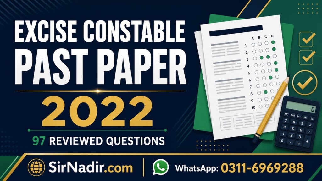Excise and Taxation Constable past paper 2022 with 97 reviewed questions