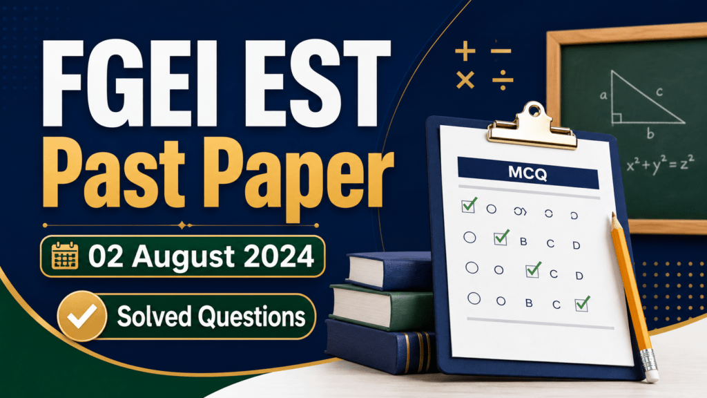 FGEI EST Past Paper 02 August 2024 solved questions