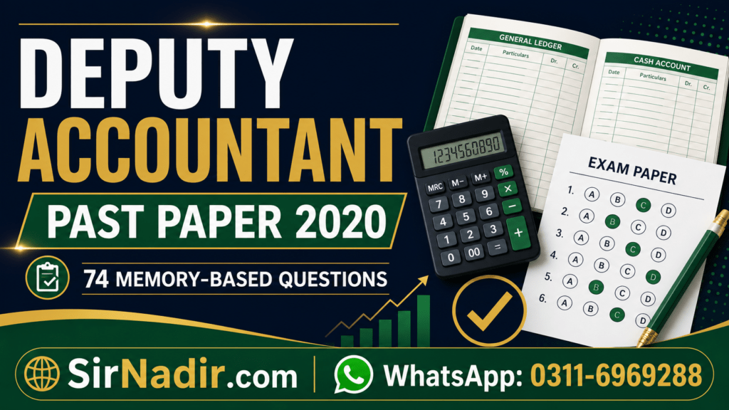 PPSC Deputy Accountant past paper 2020 with 74 memory-based questions