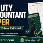 PPSC Deputy Accountant paper 26 July 2026 evening with 27 memory-based questions