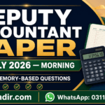 PPSC Deputy Accountant morning paper 26 July 2026 with 50 memory-based questions