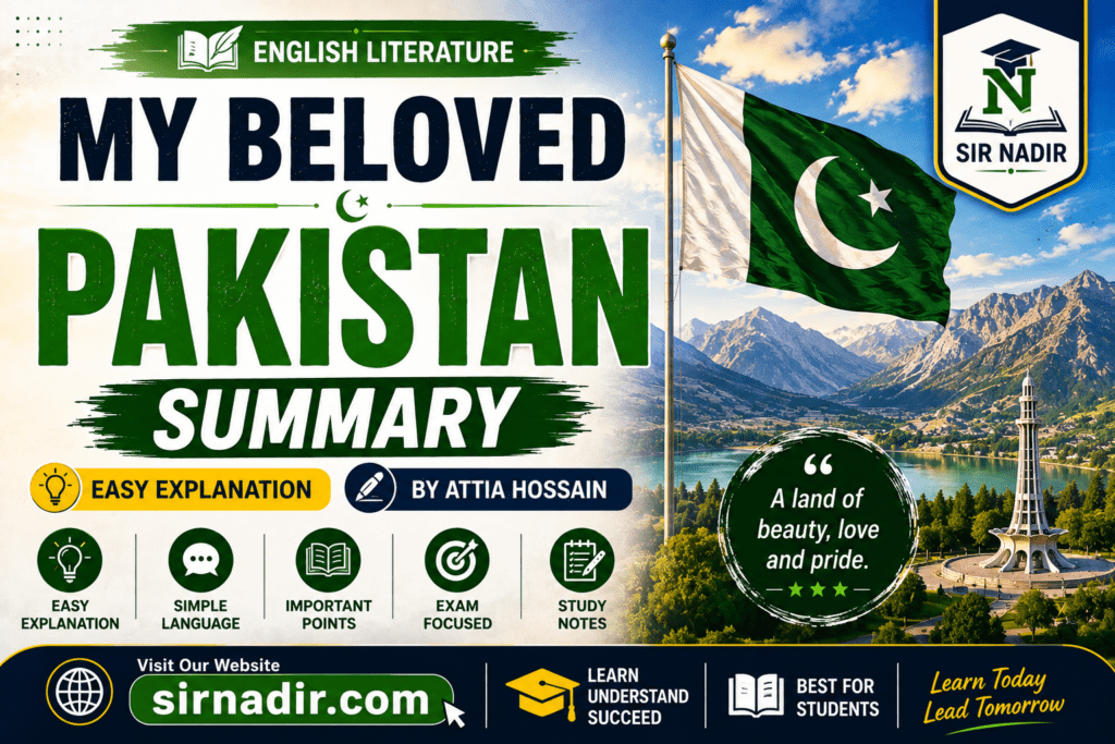 My Beloved Pakistan Summary — Sir Nadir
