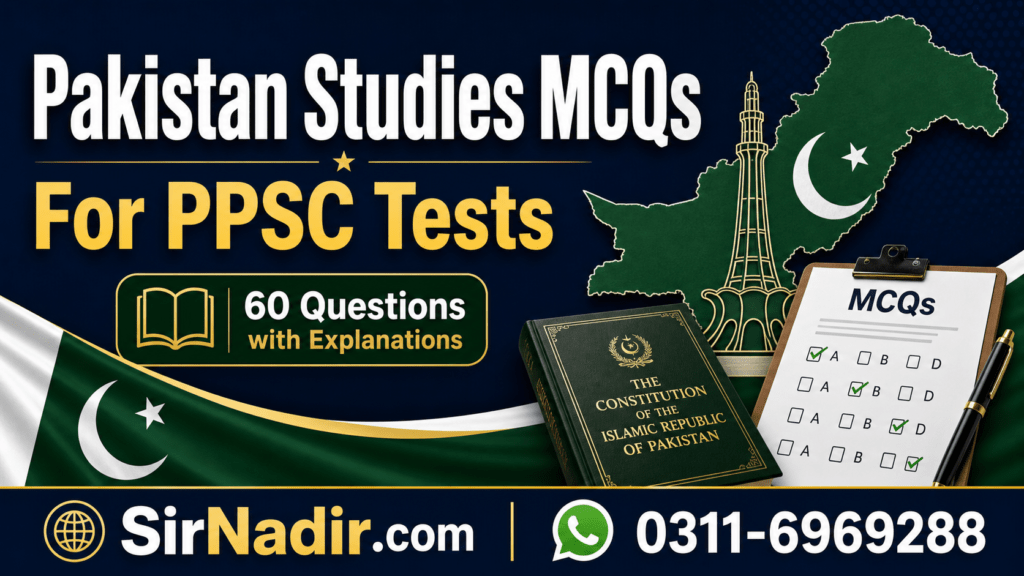 Pakistan Studies MCQs for PPSC tests with explanations