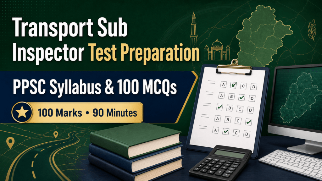 PPSC Transport Sub Inspector test preparation syllabus and 100 MCQs