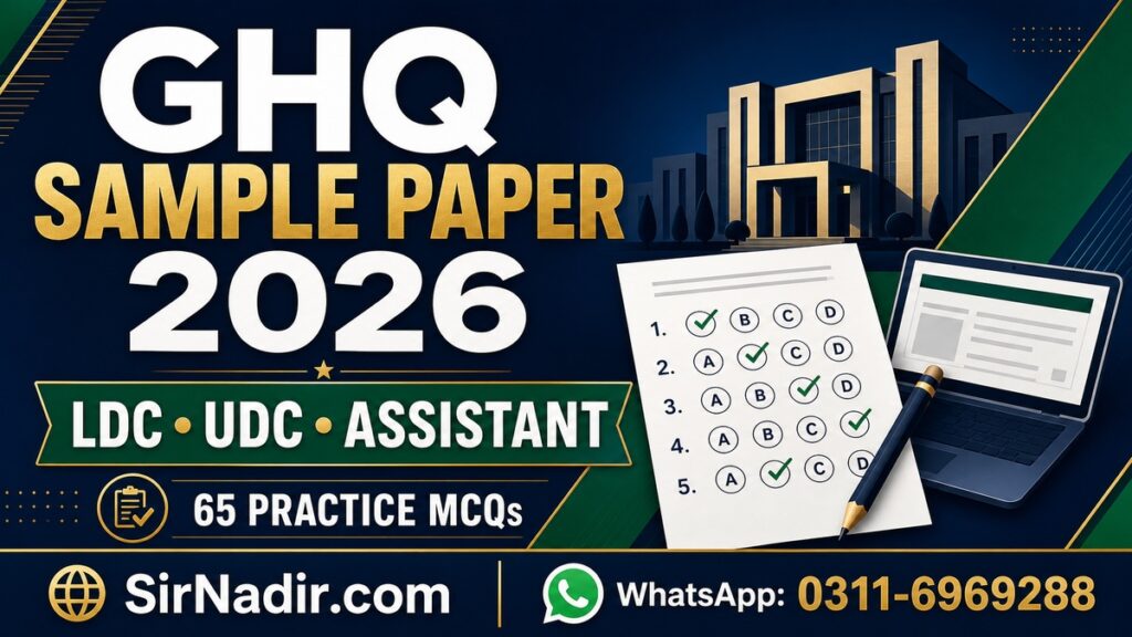 GHQ Sample Paper 2026 for LDC UDC Assistant with 65 practice MCQs