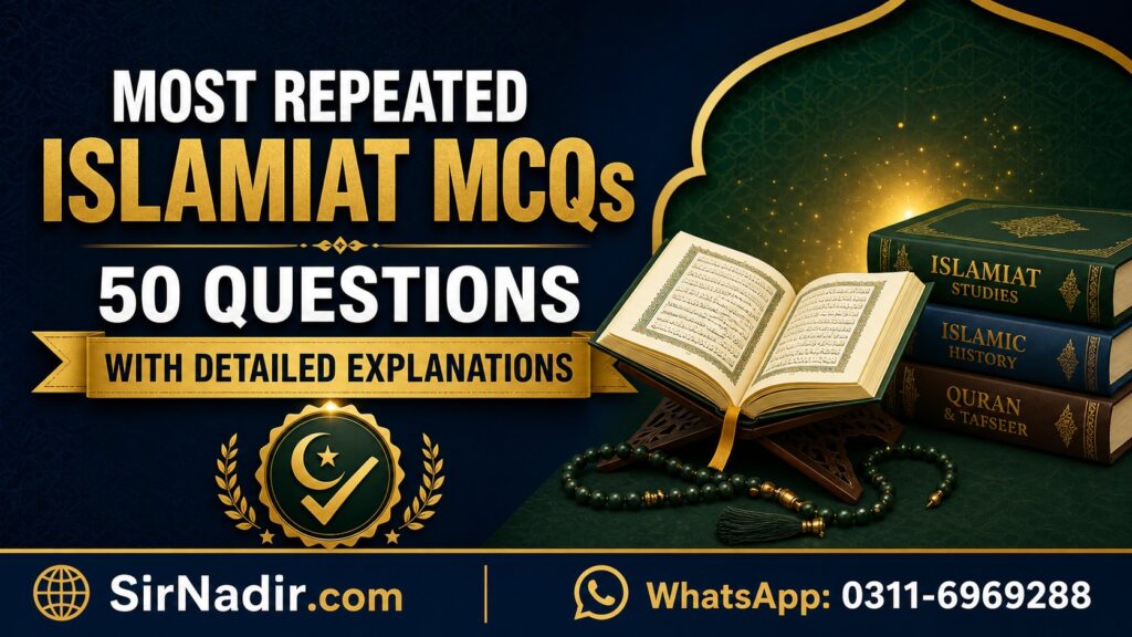Most repeated Islamiat MCQs with 50 solved questions