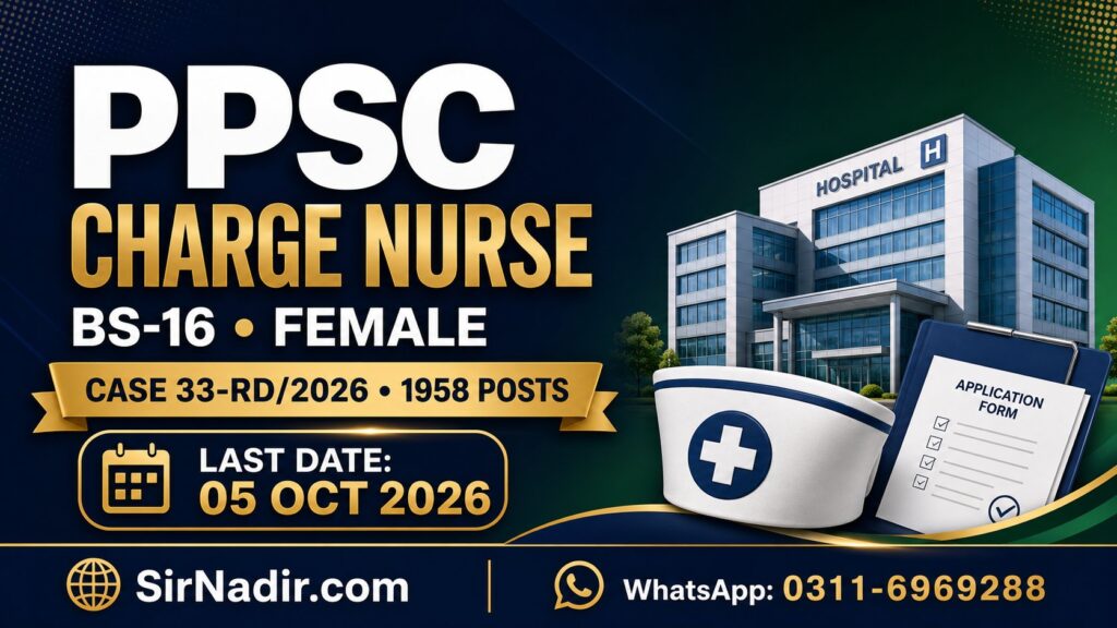 PPSC Charge Nurse Jobs 2026 Case 33-RD